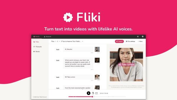 برنامج تحويل النصوص الى صوت بالذكاء الإصطناعي Fliki AI - بلوكوين