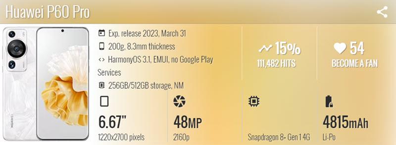 مواصفات Huawei P60 Pro - بلوكوين